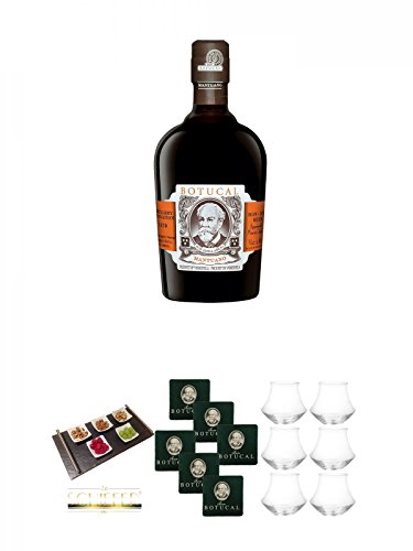 Botucal Diplomatico Mantuano 0,7 Liter + Schiefer Servierplatte mit GRIFFEN 30/60/0,5 Natur 1 Stück + Botucal Filzuntersetzer Grün mit Aufdruck 6 Stück + Botucal Rum Gläser 6 Stück von Unbekannt