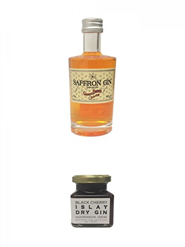 Boudier Saffron Frankreich Gin 0,05 Liter + Islay Dry Gin Black Cherry Sauerkirsche Marmelade 150 Gramm von Unbekannt