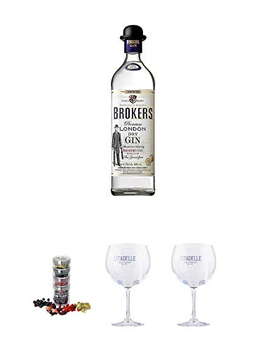 Brokers Premium London Dry Gin 40% 0,7 Liter + Gin Flight Gewürze zum Verfeinern von Gin Tonic 1er Pack 1 x 12 Gramm + Citadelle Ballon GIN Glas 1 Stück + Citadelle Ballon GIN Glas 1 Stück von Unbekannt