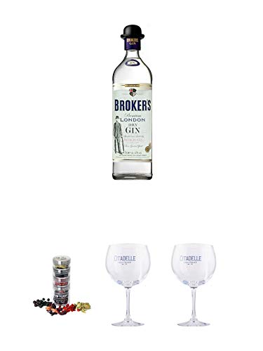 Brokers Premium London Dry Gin 47% 0,7 Liter + Gin Flight Gewürze zum Verfeinern von Gin Tonic 1er Pack 1 x 12 Gramm + Citadelle Ballon GIN Glas 1 Stück + Citadelle Ballon GIN Glas 1 Stück von Unbekannt