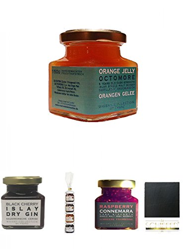 Bruichladdich Octomore Orangen Gelee 150 Gramm Glas + Islay Dry Gin Black Cherry Sauerkirsche Marmelade 150 Gramm + Lantenhammer Geistige Fruchtaufstriche 4er Geschenkset 4 x 50 Gramm + Connemara Irish Whisky Himbeer Marmelade 150g im Glas + Schiefer Glas Bruichladdich Octomore Orangen Gelee 150 Gramm Glas + Islay Dry Gin Black Cherry Sauerkirsche Marmelade 150 Gramm + Lantenhammer Geistige Fruchtaufstriche 4er Geschenkset 4 x 50 Gramm + Connemara Irish Whisky Himbeer Marmelade 150g im Glas + Schiefer Glas von Unbekannt