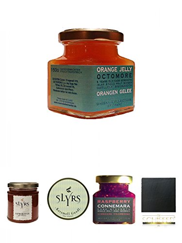 Bruichladdich Octomore Orangen Gelee 150 Gramm Glas + Slyrs Aprikosen Marmelade 225 Gramm Glas + Slyrs bayerische Guadl 200 Gramm Karamellbonbons ohne Alkohol + Connemara Irish Whisky Himbeer Marmelade 150g im Glas + Schiefer Glasuntersetzer eckig ca. 9,5 Bruichladdich Octomore Orangen Gelee 150 Gramm Glas + Slyrs Aprikosen Marmelade 225 Gramm Glas + Slyrs bayerische Guadl 200 Gramm Karamellbonbons ohne Alkohol + Connemara Irish Whisky Himbeer Marmelade 150g im Glas + Schiefer Glasuntersetzer eckig ca. 9,5 von Unbekannt