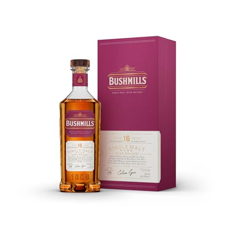 Bushmills 16 Years Old Single Malt Irish Whiskey (1 x 0,7 l) - dreifach destillierter 100% Malt Whisky mit edler Geschenkverpackung von Bushmills