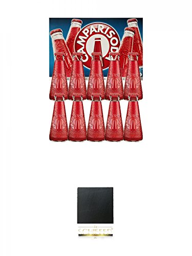 Campari Soda aus Italien 10 x 9,8 cl + Schiefer Glasuntersetzer eckig ca. 9,5 cm Durchmesser von Unbekannt