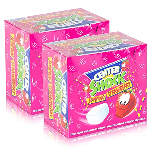 Center Shock Jumping Strawberry 100 Stück - Extra saurer Kaugummi (2er Pack) von Unbekannt