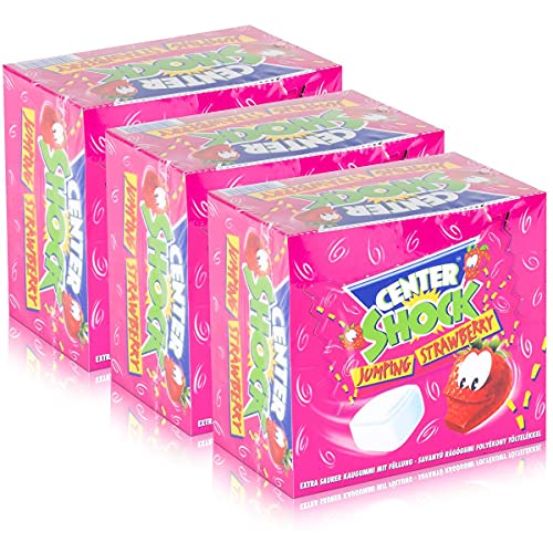 Center Shock Jumping Strawberry 100 Stück - Extra saurer Kaugummi (3er Pack) von Unbekannt