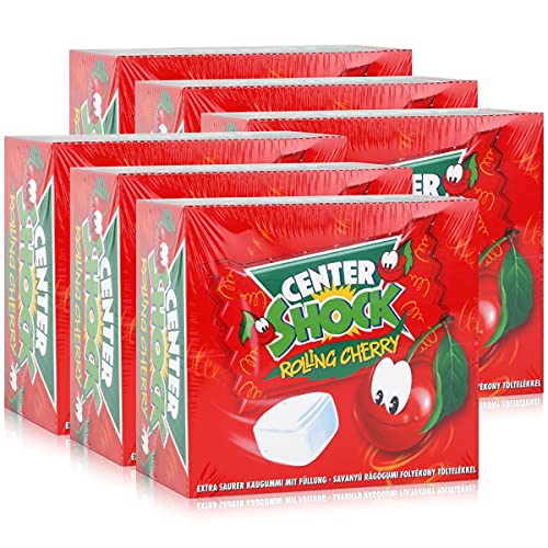 Center Shock Rolling Cherry 100 Stück - Extra saurer Kaugummi 400g (6er Pack) von Center Shock