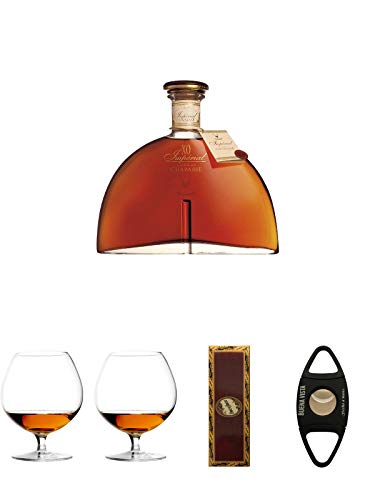 Chabasse XO IMPERIAL Cognac Frankreich 0,7 Liter + Cognacglas / Schwenker Stölzle 1 Stück - 103/18 + Cognacglas / Schwenker Stölzle 1 Stück - 103/18 + BrickHouse Streichhölzer + Buena Vista Zigarrencutter von Unbekannt