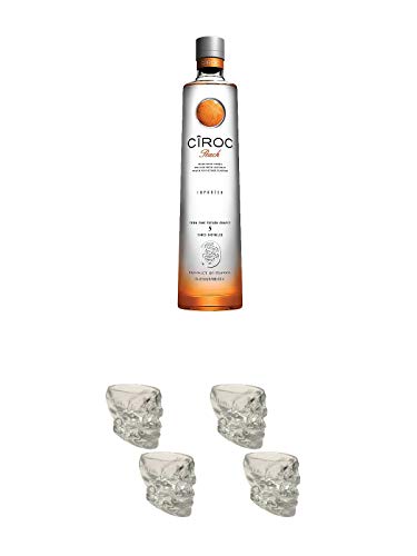 Ciroc Peach Wodka Frankreich 0,7 Liter + Wodka Totenkopf Shotglas 2 Stück + Wodka Totenkopf Shotglas 2 Stück von Unbekannt