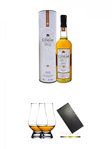Clynelish 14 Jahre Single Malt Whisky 0,7 Liter + The Glencairn Glass Whisky Glas Stölzle 2 Stück + Buffet-Platte Servierplatte Schieferplatte aus Schiefer 60 x 30 cm schwarz von Unbekannt