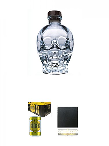 Crystal Head Vodka Magnumflasche 1,75 Liter + Goldberg Tonic Water DOSE 8 x 0,15 Liter Karton + Schiefer Glasuntersetzer eckig ca. 9,5 cm Durchmesser von Unbekannt