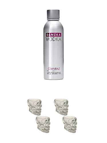 Danzka Vodka Cranraz Wodka 0,7 Liter + Wodka Totenkopf Shotglas 2 Stück + Wodka Totenkopf Shotglas 2 Stück von Unbekannt