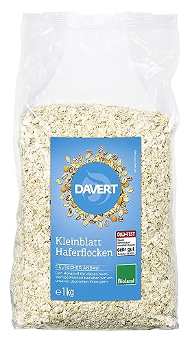 Davert Kleinblatt Haferflocken Bioland 1kg – Aus vollem Haferkorn hergestellt, wertvolles Vollkorn Produkt – 100% Davert Bio-Qualität (1 x 1kg) von Davert