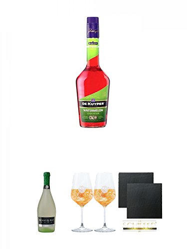 De Kuyper Watermelon Likör 0,7 Liter + Scavi & Ray Hugo Schaumwein 0,75 Liter + Miamee Goldwasser Cocktail Gläser mit 5cl Eichstrich 2 Stück + Schiefer Glasuntersetzer eckig ca. 9,5 cm Ø 2 Stück De Kuyper Watermelon Likör 0,7 Liter + Scavi & Ray Hugo Schaumwein 0,75 Liter + Miamee Goldwasser Cocktail Gläser mit 5cl Eichstrich 2 Stück + Schiefer Glasuntersetzer eckig ca. 9,5 cm Ø 2 Stück von Unbekannt