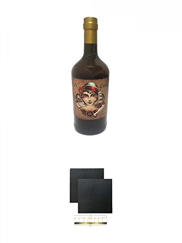 Del Professore Gin a La Madame Edition 0,7 Liter + Schiefer Glasuntersetzer eckig ca. 9,5 cm Ø 2 Stück von Unbekannt