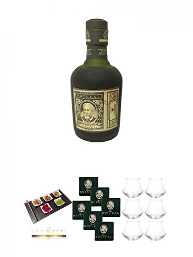 Diplomatico Botucal 12 Jahre Venezuela 0,35 Liter (halbe) + Schiefer Servierplatte mit GRIFFEN 30/60/0,5 Natur 1 Stück + Botucal Filzuntersetzer Grün mit Aufdruck 6 Stück + Botucal Rum Gläser 6 Stück von Unbekannt