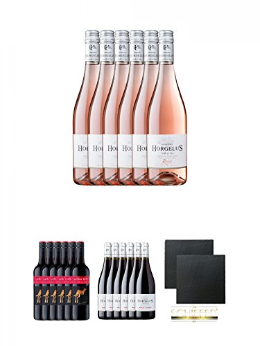 Domaine Horgelus Roséwein 6 x 0,75 Liter + [yellow tail] Medium Sweet Red Roo - 6 x 0,75 Liter + Domaine Horgelus Merlot Rotwein 6 x 0,75 Liter + Schiefer Glasuntersetzer eckig ca. 9,5 cm Ø 2 Stück von Unbekannt