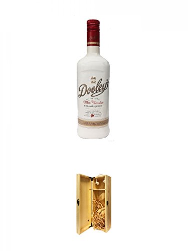 Dooleys Likör White Chocolate mit Wodka 0,7 Liter + 1a Whisky Holzbox für 1 Flasche mit Hakenverschluss von Unbekannt