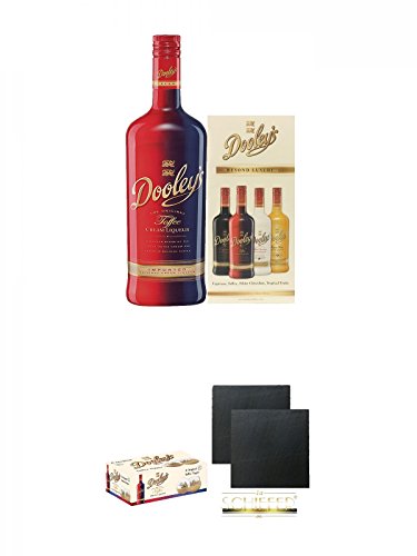 Dooleys Toffee Likör mit Wodka 0,7 Liter + Dooleys Cocktail Heft + Dooleys 6 Stück Gläser + Schiefer Glasuntersetzer eckig ca. 9,5 cm Ø 2 Stück Dooleys Toffee Likör mit Wodka 0,7 Liter + Dooleys Cocktail Heft + Dooleys 6 Stück Gläser + Schiefer Glasuntersetzer eckig ca. 9,5 cm Ø 2 Stück von Unbekannt
