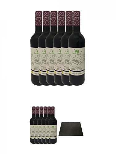 Dornfelder Landlust Bio Glühwein (Vegan)-(Rot) 6 x 0,75 Liter + Dornfelder Landlust Bio Glühwein (Vegan)-(Rot) 6 x 0,75 Liter + Käseplatten - 1 er - Set 22 x 16 aus Schiefer für Dinnerpartys und Veranstaltungen von Unbekannt