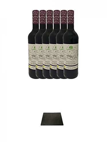 Dornfelder Landlust Bio Glühwein (Vegan)-(Rot) 6 x 0,75 Liter + Käseplatten - 1 er - Set 22 x 16 aus Schiefer für Dinnerpartys und Veranstaltungen von Unbekannt