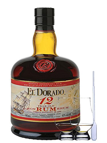 El Dorado Demerara Rum 12 Jahre Guyana 0,7 Liter + 2 Glencairn Gläser und Einwegpipette von Unbekannt