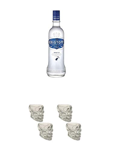 Eristoff Vodka 37,5% Frankreich 1,0 Liter + Wodka Totenkopf Shotglas 2 Stück + Wodka Totenkopf Shotglas 2 Stück von Unbekannt