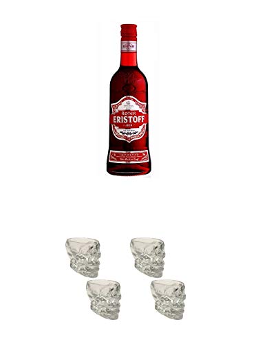 Eristoff roter Vodka 20% Frankreich 1,0 Liter + Wodka Totenkopf Shotglas 2 Stück + Wodka Totenkopf Shotglas 2 Stück von Unbekannt