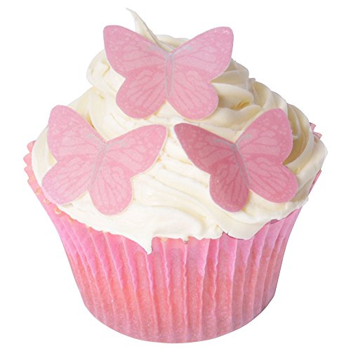 Essbare Kuchendekorationen- 42 kleine bunte Schmetterlinge: Rosa / 42 Edible Bright Mini Butterflies: Pink von Culpitt