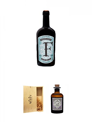 Ferdinands Saar Dry Gin Deutschland 0,5 Liter + 1a Whisky Holzbox für 2 Flaschen mit Schiebedeckel + Monkey 47 Schwarzwald Dry Gin 5 cl MINIATUR von Unbekannt