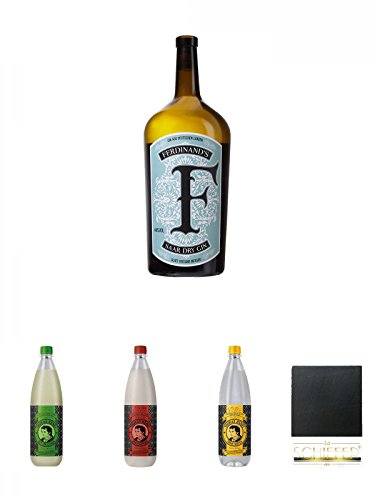 Ferdinands Saar Dry Gin Deutschland 3,0 Liter Magnum + Thomas Henry Bitter Lemon 1,0 Liter + Thomas Henry Spicy Ginger 1,0 Liter + Thomas Henry Tonic Water 1,0 Liter + Schiefer Glasuntersetzer eckig ca. 9,5 cm Durchmesser von Unbekannt