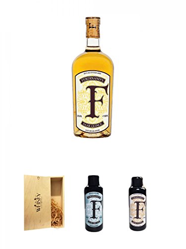 Ferdinands Saar Quince Quitten Gin (30%) 0,5 Liter + 1a Whisky Holzbox für 2 Flaschen mit Schiebedeckel + Ferdinands Saar Dry Gin Deutschland 0,05 Liter Miniatur + Ferdinands Saar Quince Deutschland 0,05 Liter Miniatur von Unbekannt