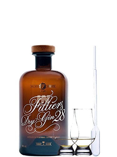 Filliers Premium Dry Gin 28 Belgien 0,5 Liter + 2 Glencairn Gläser + Einwegpipette 1 Stück von Unbekannt