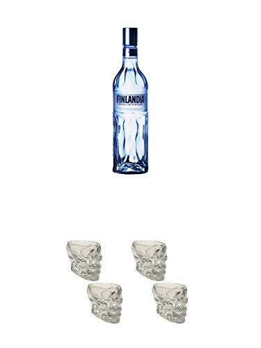 Finlandia Vodka 0,7 Liter + Wodka Totenkopf Shotglas 2 Stück + Wodka Totenkopf Shotglas 2 Stück von Unbekannt