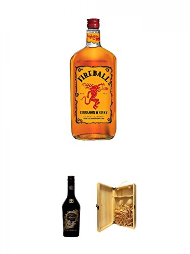 Fireball Whisky Zimt Likör Kanada 0,7 Liter + Baileys Chocolate Deluxe 0,5 Liter + 1a Whisky Holzbox für 2 Flaschen mit Hakenverschluss von Unbekannt