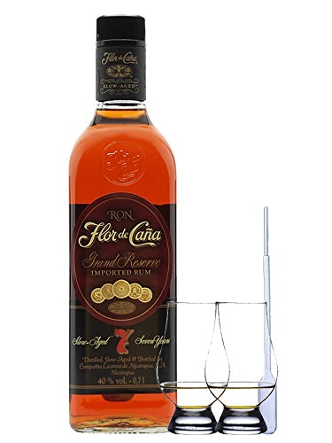 Flor de Cana Grand Reserva 7 Jahre Nicaragua 0,7 Liter + 2 Glencairn Gläser + Einwegpipette 1 Stück Flor de Cana Grand Reserva 7 Jahre Nicaragua 0,7 Liter + 2 Glencairn Gläser + Einwegpipette 1 Stück von Unbekannt