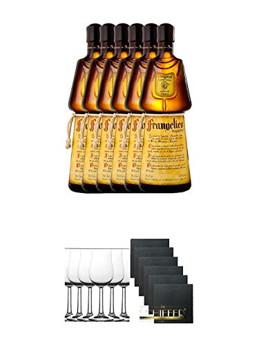 Frangelico Haselnuss Likör 6 x 0,7 Liter + Whisky Nosing Gläser Kelchglas Bugatti mit Eichstrich 2cl und 4cl 6 Stück + Schiefer Glasuntersetzer eckig 6 x ca. 9,5 cm Durchmesser Frangelico Haselnuss Likör 6 x 0,7 Liter + Whisky Nosing Gläser Kelchglas Bugatti mit Eichstrich 2cl und 4cl 6 Stück + Schiefer Glasuntersetzer eckig 6 x ca. 9,5 cm Durchmesser von Unbekannt