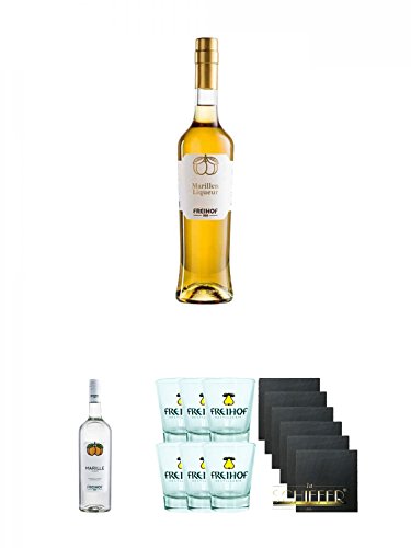Freihof Marillen Likör aus den Alpen 0,5 Liter + Freihof 1885 Marillen Schnaps 1,0 Liter + Freihofs WILLI Shot Glas 4cl 6 Stück + Schiefer Glasuntersetzer eckig 6 x ca. 9,5 cm Durchmesser Freihof Marillen Likör aus den Alpen 0,5 Liter + Freihof 1885 Marillen Schnaps 1,0 Liter + Freihofs WILLI Shot Glas 4cl 6 Stück + Schiefer Glasuntersetzer eckig 6 x ca. 9,5 cm Durchmesser von Unbekannt