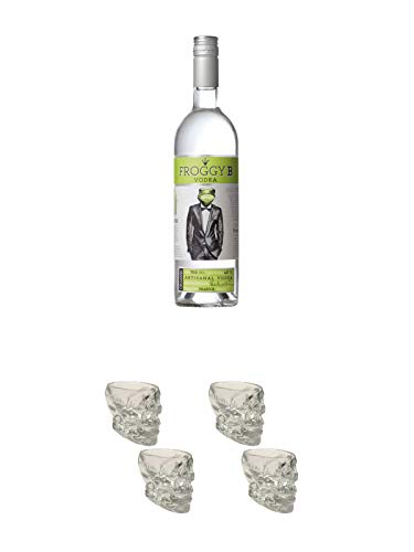 Froggy B Vodka Artisanale 0,7 Liter + Wodka Totenkopf Shotglas 2 Stück + Wodka Totenkopf Shotglas 2 Stück von Unbekannt