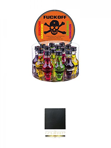Fuckoff Mix Set jew. 4 x 0,02L Harakiri Amarula mit Peach, Kamikaze Waldmeister mit Limette, Nightmare schwarze Beere, Sexmachine rote Kirsche + Schiefer Glasuntersetzer eckig ca. 9,5 cm Durchmesser Fuckoff Mix Set jew. 4 x 0,02L Harakiri Amarula mit Peach, Kamikaze Waldmeister mit Limette, Nightmare schwarze Beere, Sexmachine rote Kirsche + Schiefer Glasuntersetzer eckig ca. 9,5 cm Durchmesser von Diverse
