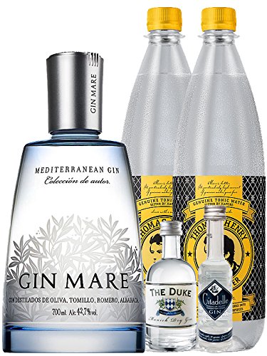 Gin-Set Gin Mare aus Spanien 0,7 Liter + The Duke München Dry Gin 5 cl + Citadelle Gin aus Frankreich 5 cl + 2 x Thomas Henry Tonic Water 1,0 Liter von Unbekannt