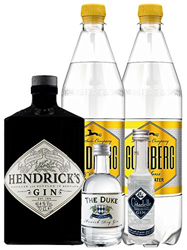 Gin-Set Hendricks Gin Small Batch 0,7 Liter + The Duke München Dry Gin 5 cl + Citadelle Gin aus Frankreich 5 cl + 2 x Goldberg Tonic Water 1,0 Liter von Unbekannt