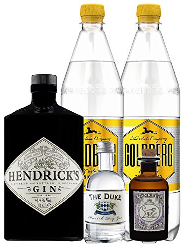 Gin-Set Hendricks Gin Small Batch 0,7 Liter + The Duke München Dry Gin 5 cl + Monkey 47 Schwarzwald Dry Gin 5 cl MINIATUR + 2 x Goldberg Tonic Water 1,0 Liter Gin-Set Hendricks Gin Small Batch 0,7 Liter + The Duke München Dry Gin 5 cl + Monkey 47 Schwarzwald Dry Gin 5 cl MINIATUR + 2 x Goldberg Tonic Water 1,0 Liter von Unbekannt