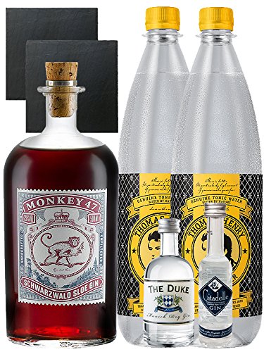 Gin-Set Monkey 47 SLOE GIN Schwarzwald Dry Gin 0,5 Liter + The Duke München Dry Gin 5 cl + Citadelle Gin aus Frankreich 5 cl + 2 x Thomas Henry Tonic Water 1,0 Liter + 2 Schieferuntersetzer quadratisch 9,5 cm Gin-Set Monkey 47 SLOE GIN Schwarzwald Dry Gin 0,5 Liter + The Duke München Dry Gin 5 cl + Citadelle Gin aus Frankreich 5 cl + 2 x Thomas Henry Tonic Water 1,0 Liter + 2 Schieferuntersetzer quadratisch 9,5 cm von Unbekannt