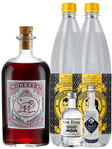 Gin-Set Monkey 47 SLOE GIN Schwarzwald Dry Gin 0,5 Liter + The Duke München Dry Gin 5 cl + Citadelle Gin aus Frankreich 5 cl + 2 x Thomas Henry Tonic Water 1,0 Liter von Unbekannt