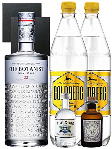 Gin-Set The Botanist Islay Dry Gin 0,7 Liter + The Duke München Dry Gin 5 cl + Monkey 47 Schwarzwald Dry Gin 5 cl MINIATUR + 2 x Goldberg Tonic Water 1,0 Liter + 2 Schieferuntersetzer quadratisch 9,5 cm Gin-Set The Botanist Islay Dry Gin 0,7 Liter + The Duke München Dry Gin 5 cl + Monkey 47 Schwarzwald Dry Gin 5 cl MINIATUR + 2 x Goldberg Tonic Water 1,0 Liter + 2 Schieferuntersetzer quadratisch 9,5 cm von Unbekannt