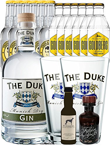 Gin-Set The Duke München Dry BIO Gin 0,7 Liter + Windspiel Dry Gin 0,04 Liter + Filliers Dry Gin 0,05 Liter, 6 x Thomas Henry Tonic Water 0,2 Liter, 6 x Goldberg Tonic Water 0,2 Liter + 2 x The Duke Long Drink Glas 0,3 Liter Gin-Set The Duke München Dry BIO Gin 0,7 Liter + Windspiel Dry Gin 0,04 Liter + Filliers Dry Gin 0,05 Liter, 6 x Thomas Henry Tonic Water 0,2 Liter, 6 x Goldberg Tonic Water 0,2 Liter + 2 x The Duke Long Drink Glas 0,3 Liter von Unbekannt