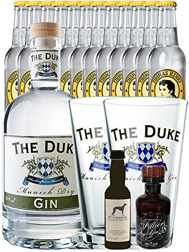 Gin-Set The Duke München Dry BIO Gin 0,7 Liter + Windspiel Premium Dry Gin Deutschland 0,04 Liter + Filliers Premium Dry Gin Belgien 0,05 Liter MINIATUR, 12 x Thomas Henry Tonic Water 0,2 Liter + 2 x The Duke Long Drink Glas 0,3 Liter Gin-Set The Duke München Dry BIO Gin 0,7 Liter + Windspiel Premium Dry Gin Deutschland 0,04 Liter + Filliers Premium Dry Gin Belgien 0,05 Liter MINIATUR, 12 x Thomas Henry Tonic Water 0,2 Liter + 2 x The Duke Long Drink Glas 0,3 Liter von Unbekannt