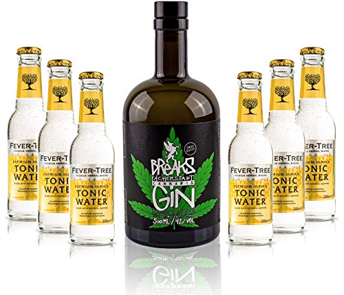 Gin Tonic Set - Breaks Cannabis Gin 50cl (42% Vol) + 6x Fever Tree Tonic Water 200ml inkl. Pfand MEHRWEG -[Enthält Sulfite] von Unbekannt