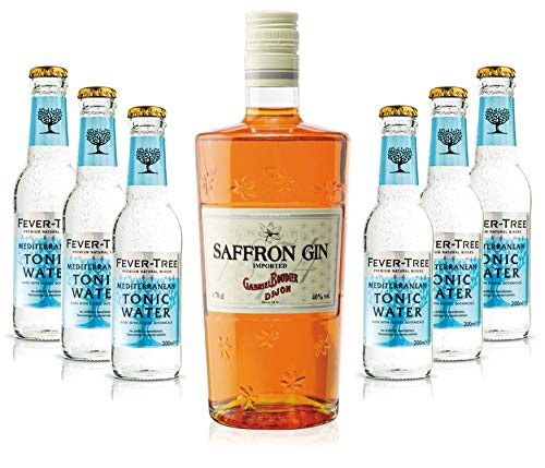 Gin Tonic Set - Saffron Gin 0,7l 700ml (40% Vol) + 6x Fever Tree Mediterranean Tonic Water 200ml inkl. Pfand MEHRWEG von Unbekannt